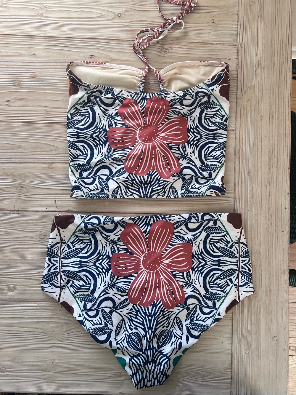 Carolina K NWT XL Floral High Waisted Bikini Set Sustainable Swimwear - Picture 3 of 5